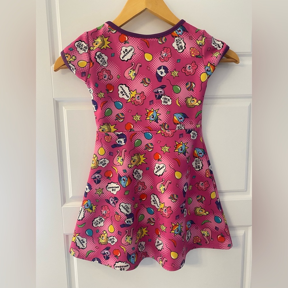 My Little Pony Girls Dress Size 4-5 Pink Cartoon Print Skater Dress Cute Casual - Picture 6 of 8